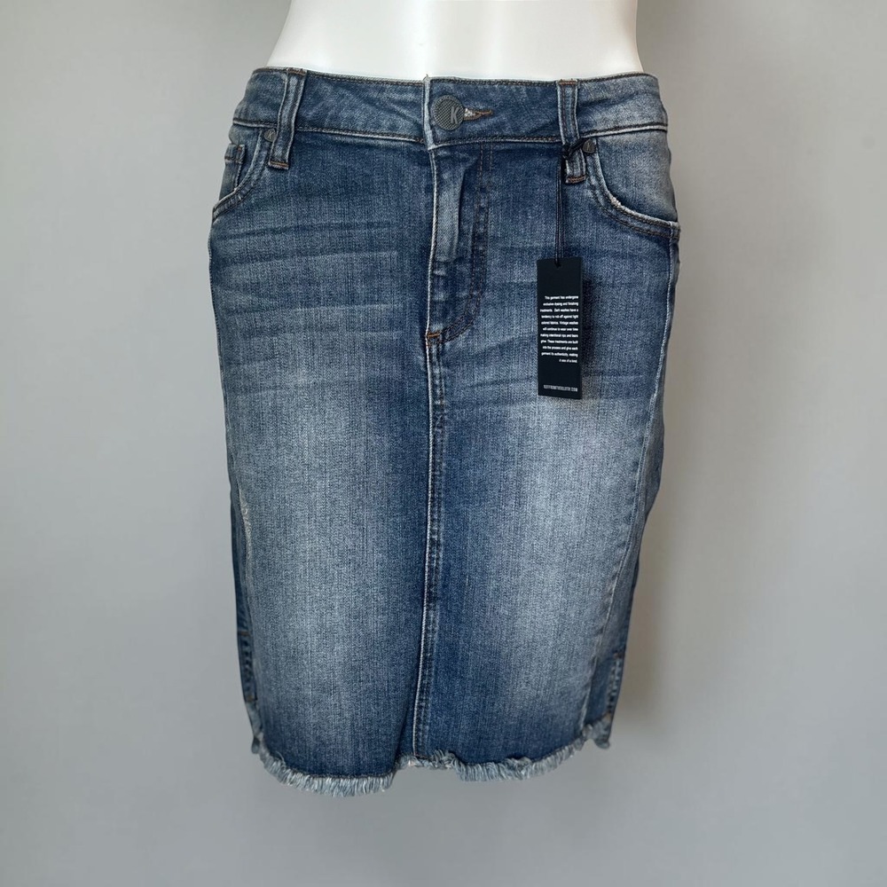 Kut from the Kloth Blue Stretch Denim Pencil Skirt